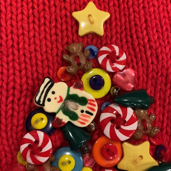 Vintage Marisa Christina Christmas Tree Button Red Sweater Size M 2001 - Picture 7 of 8